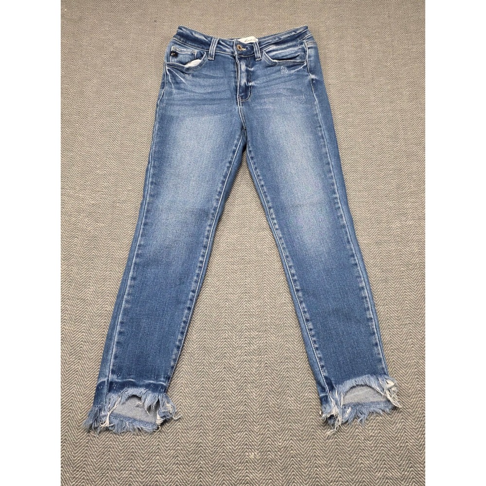 KanCan KC7119M Medium Wash Skinny Jeans‎ Frayed Step Hem Distressed Size 9/28